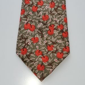 Hermes Paris silk neck tie - Apples and Flowers